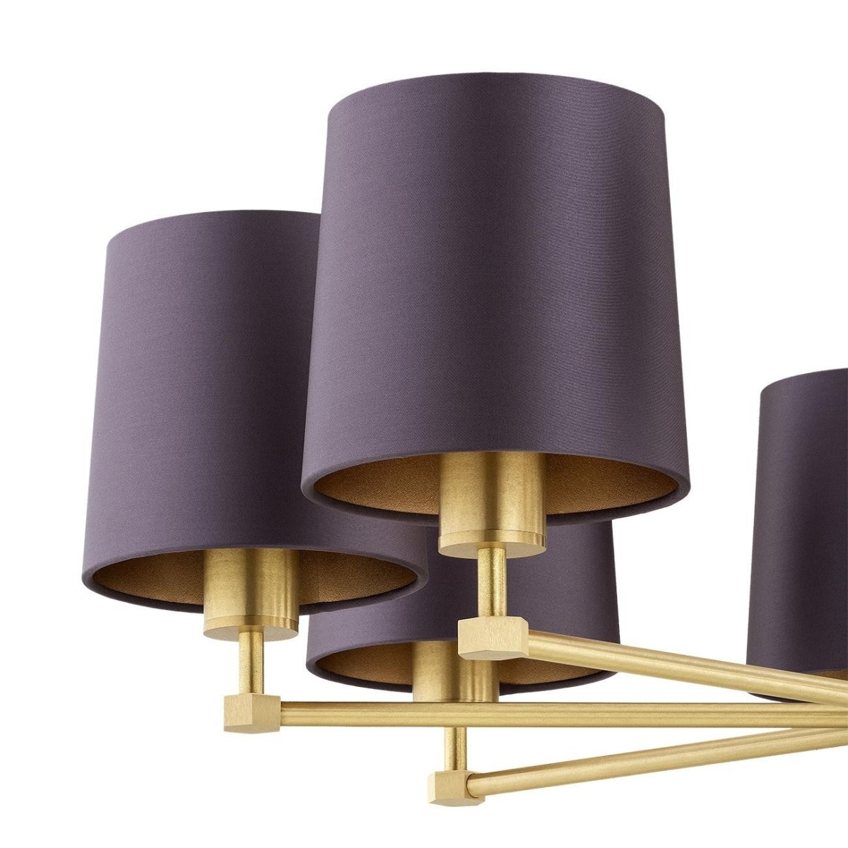 żyrandol 8 pł. PRINCETON kolor fioletowy-śliwkowy (złoty środek), mosiądz szczotkowany polskiej manufaktury Argon