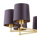 żyrandol 8 pł. PRINCETON kolor fioletowy-śliwkowy (złoty środek), mosiądz szczotkowany polskiej manufaktury Argon