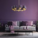 żyrandol 8 pł. PRINCETON kolor fioletowy-śliwkowy (złoty środek), mosiądz szczotkowany polskiej manufaktury Argon