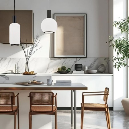 lampa wisząca 1 pł. SAGUNTO PLUS kolor opal mat, czarny struktura polskiej manufaktury Argon