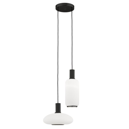 lampa wisząca 2 pł. na okrągłej podsufitce SAGUNTO PLUS kolor opal mat, czarny struktura polskiej manufaktury Argon