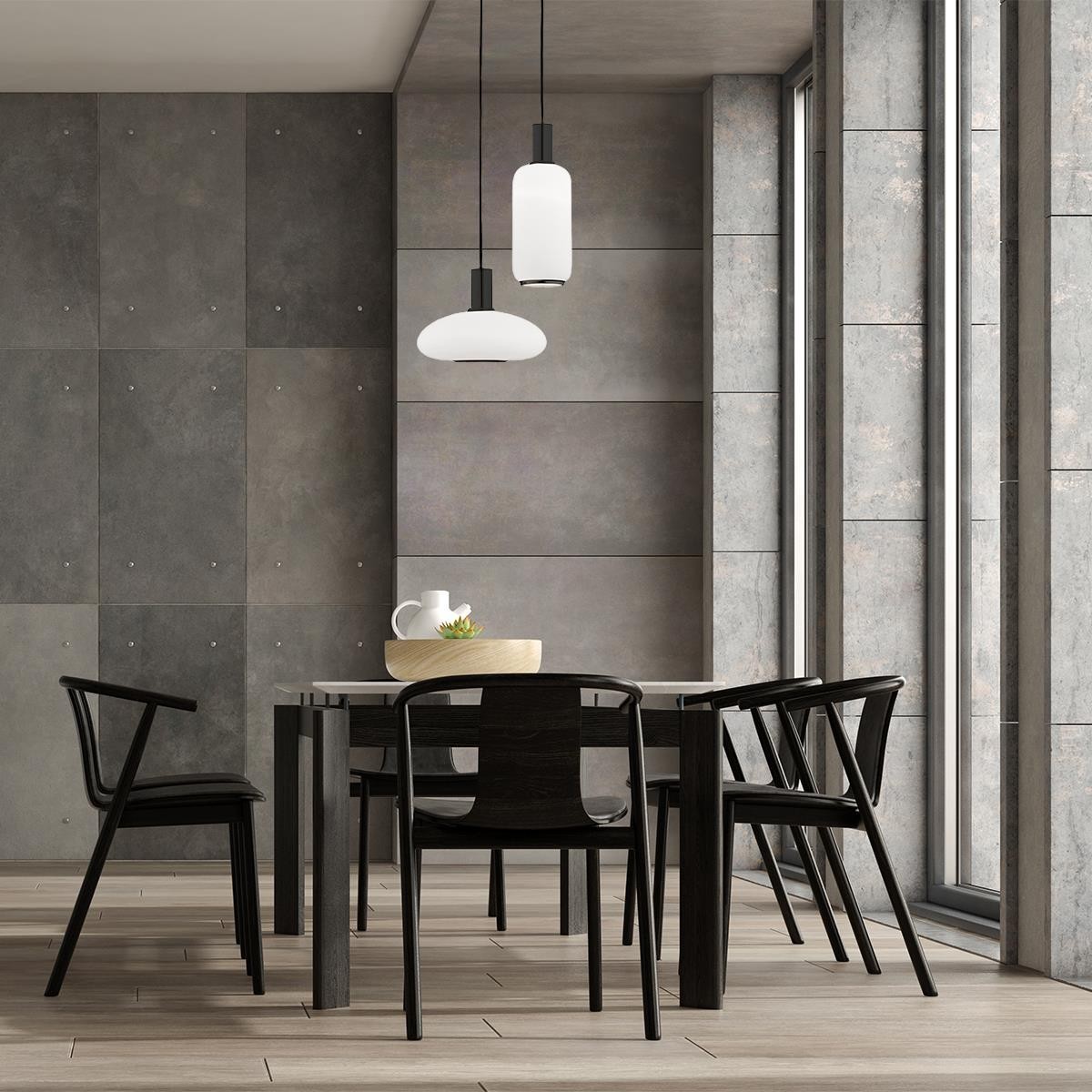 lampa wisząca 2 pł. na okrągłej podsufitce SAGUNTO PLUS kolor opal mat, czarny struktura polskiej manufaktury Argon