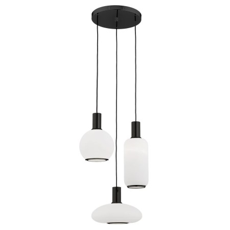 lampa wisząca 3 pł. na okrągłej podsufitce SAGUNTO PLUS kolor opal mat, czarny struktura polskiej manufaktury Argon