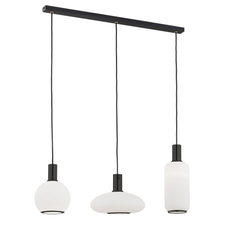 lampa wisząca 3 pł. na listwie SAGUNTO PLUS kolor opal mat, czarny struktura polskiej manufaktury Argon