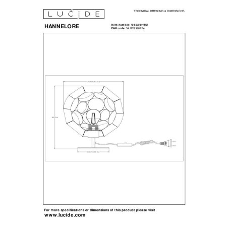 Lucide 10523/01/02 HANNELORE - Lampa stołowa - 25 cm - 1xE27 - Matowe złoto - Mosiądz