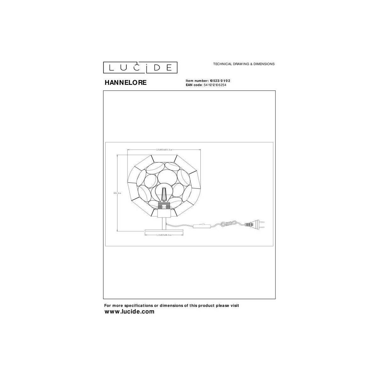 Lucide 10523/01/02 HANNELORE - Lampa stołowa - 25 cm - 1xE27 - Matowe złoto - Mosiądz