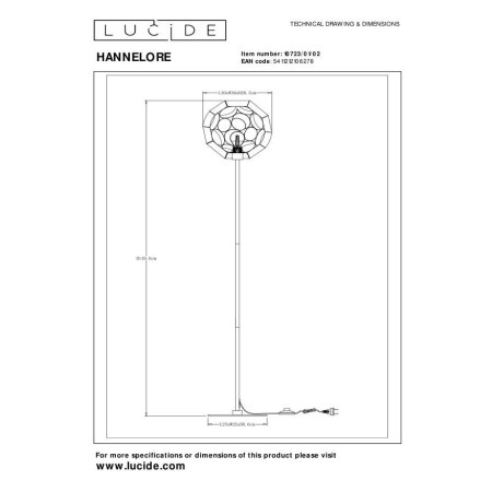Lucide 10723/01/02 HANNELORE - Lampa podłogowa - 30 cm - 1xE27 - Matowe złoto - Mosiądz