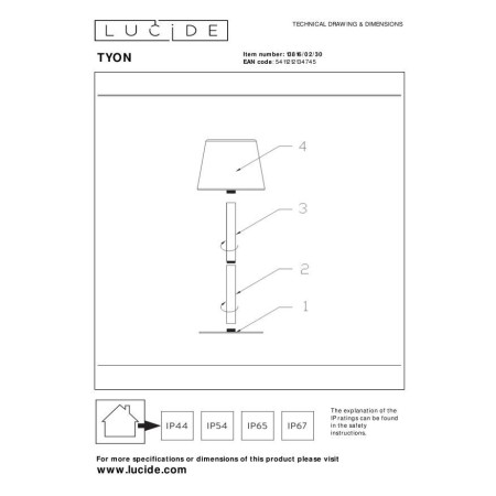Lucide 13816/02/30 TYON - Lampa stołowa akumulatorowa do wewnątrz i na zewnątrz - Akumulator - Ściemniacz LED - 1x2W 2700K -…