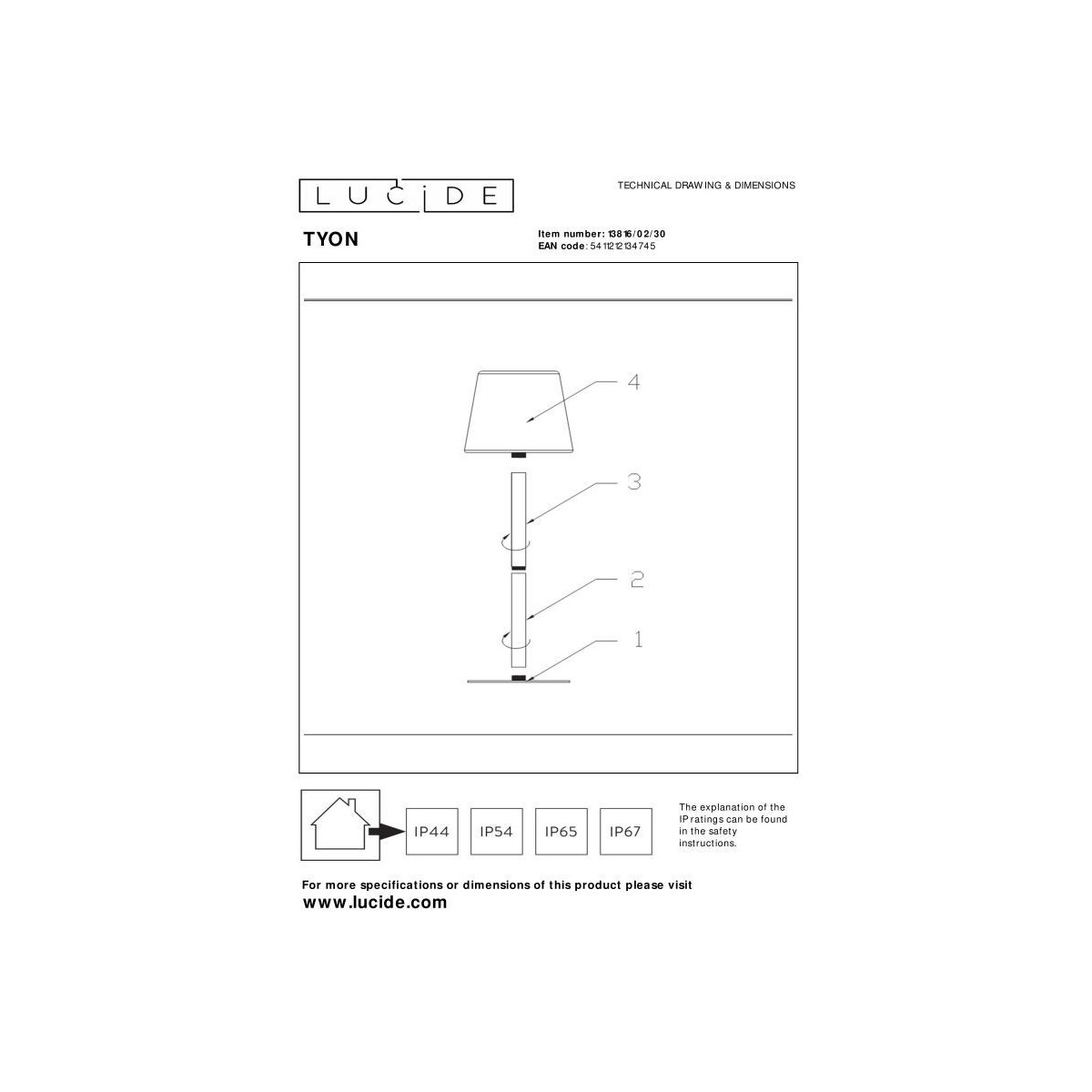 Lucide 13816/02/30 TYON - Lampa stołowa akumulatorowa do wewnątrz i na zewnątrz - Akumulator - Ściemniacz LED - 1x2W 2700K -…