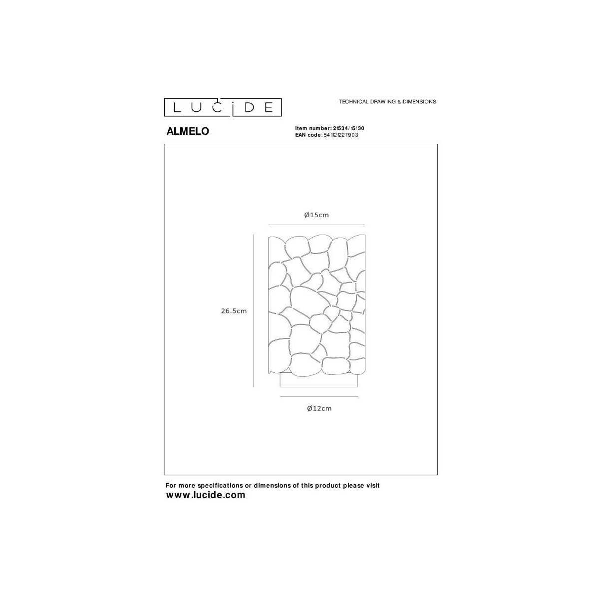 Lucide 21534/15/30 ALMELO - Lampa stołowa - 15 cm - 1xE27 - Czarna