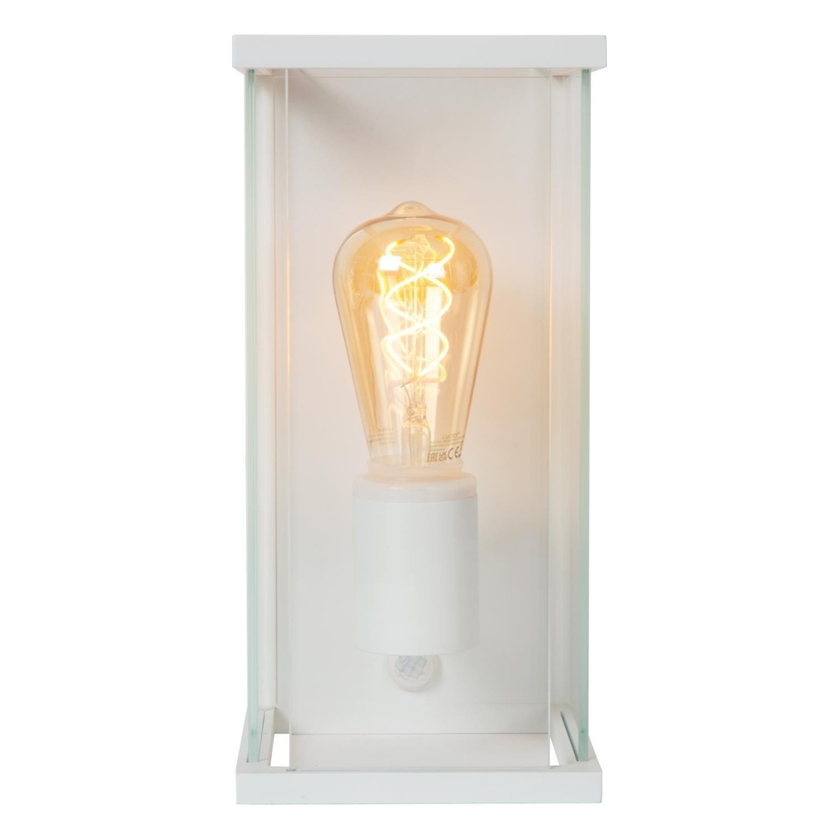 Lucide 27883/11/31 CLAIRE - Kinkiet do wewnątrz i na zewnątrz - 1xE27 - IP54 - Czujnik ruchu i dzień/noc - Biały