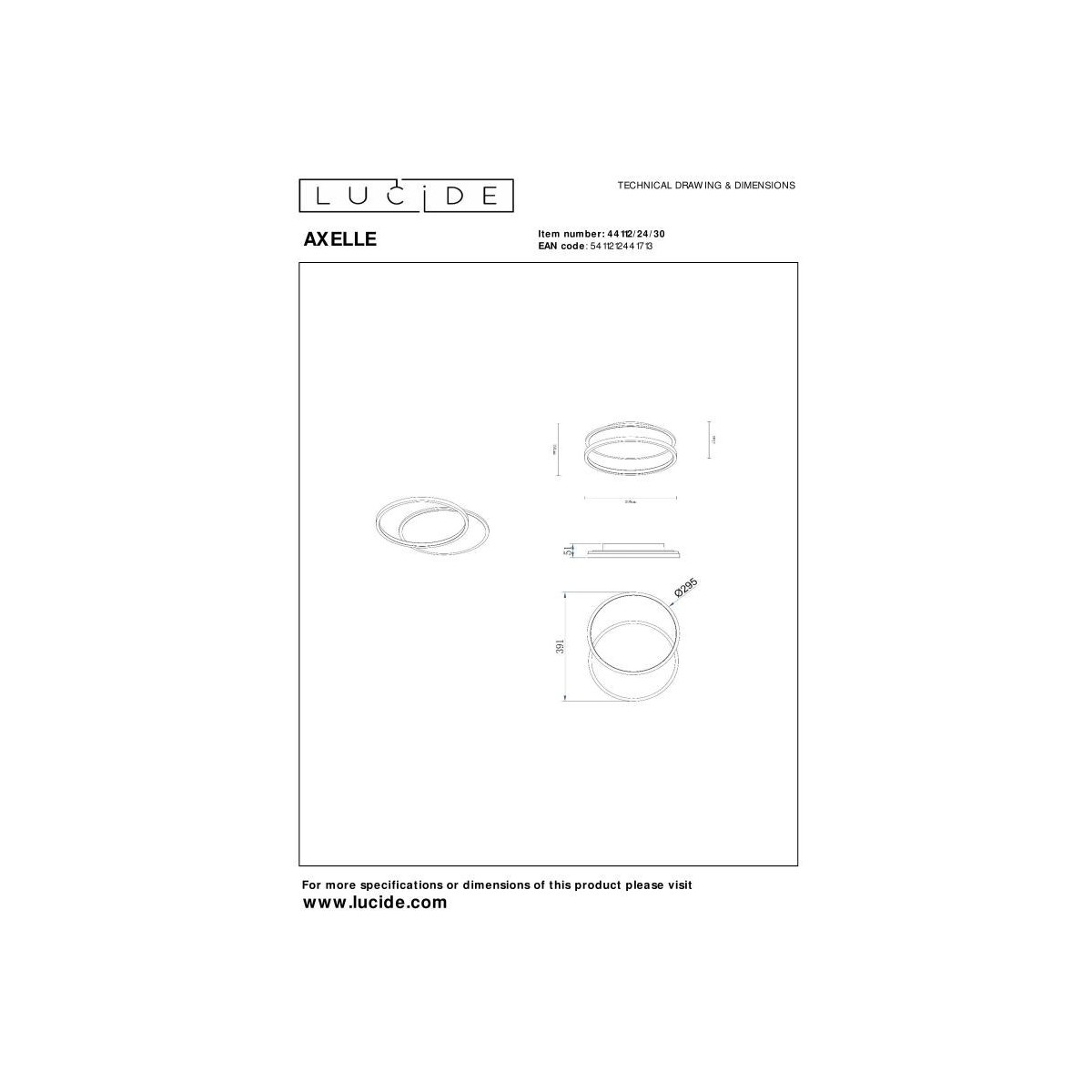 Lucide 44112/24/30 AXELLE - Lampa sufitowa wpuszczana - 29.5 cm - LED 3 StepDim - 1x24W 2700K - Czarny