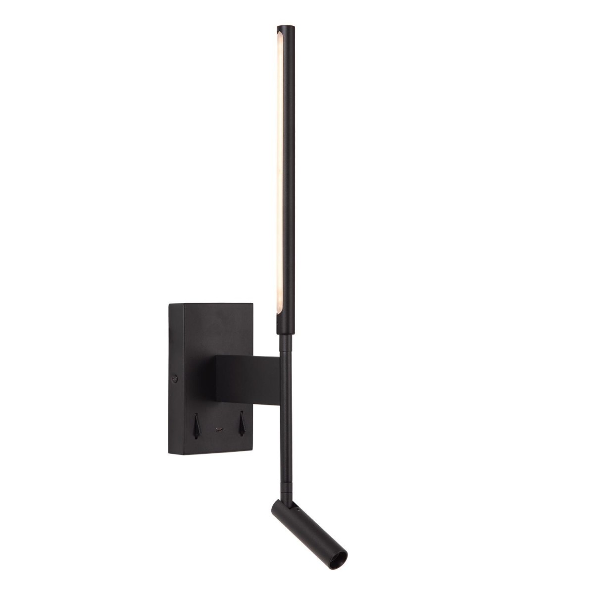 Lucide 68210/09/30 FINAN - Kinkiet - LED - 2700K - Z portem ładowania USB - Czarny