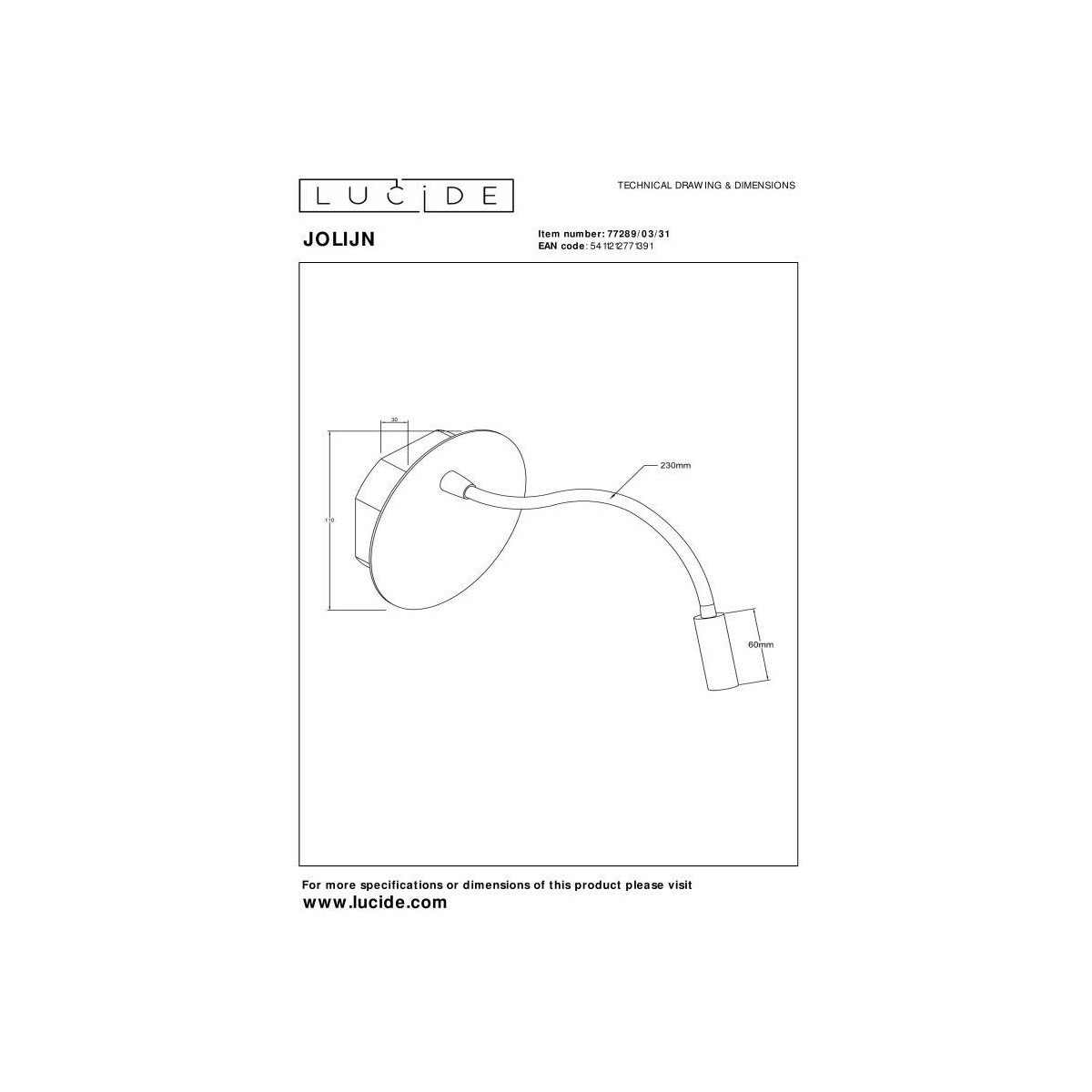Lucide 77289/03/31 JOLIJN - Lampka nocna z akumulatorem - Kinkiet - Akumulator - 11 cm - LED - 1x2W 3000K - Magnetyczna - Bia…