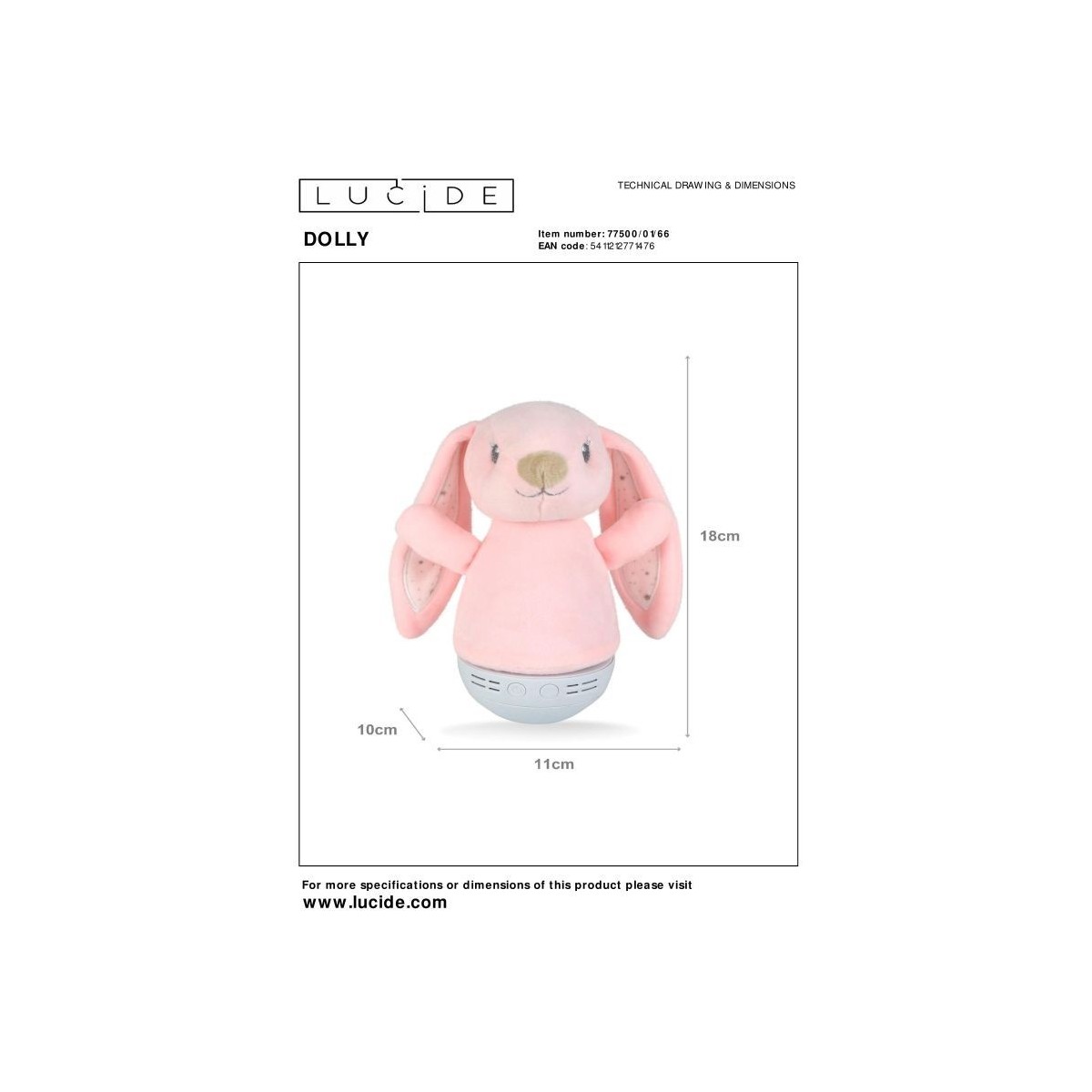 Lucide 77500/01/66 DOLLY - Lampa stołowa dziecięca - na baterie - LED - 1x3W 2700K - z funkcją muzyki - różowa