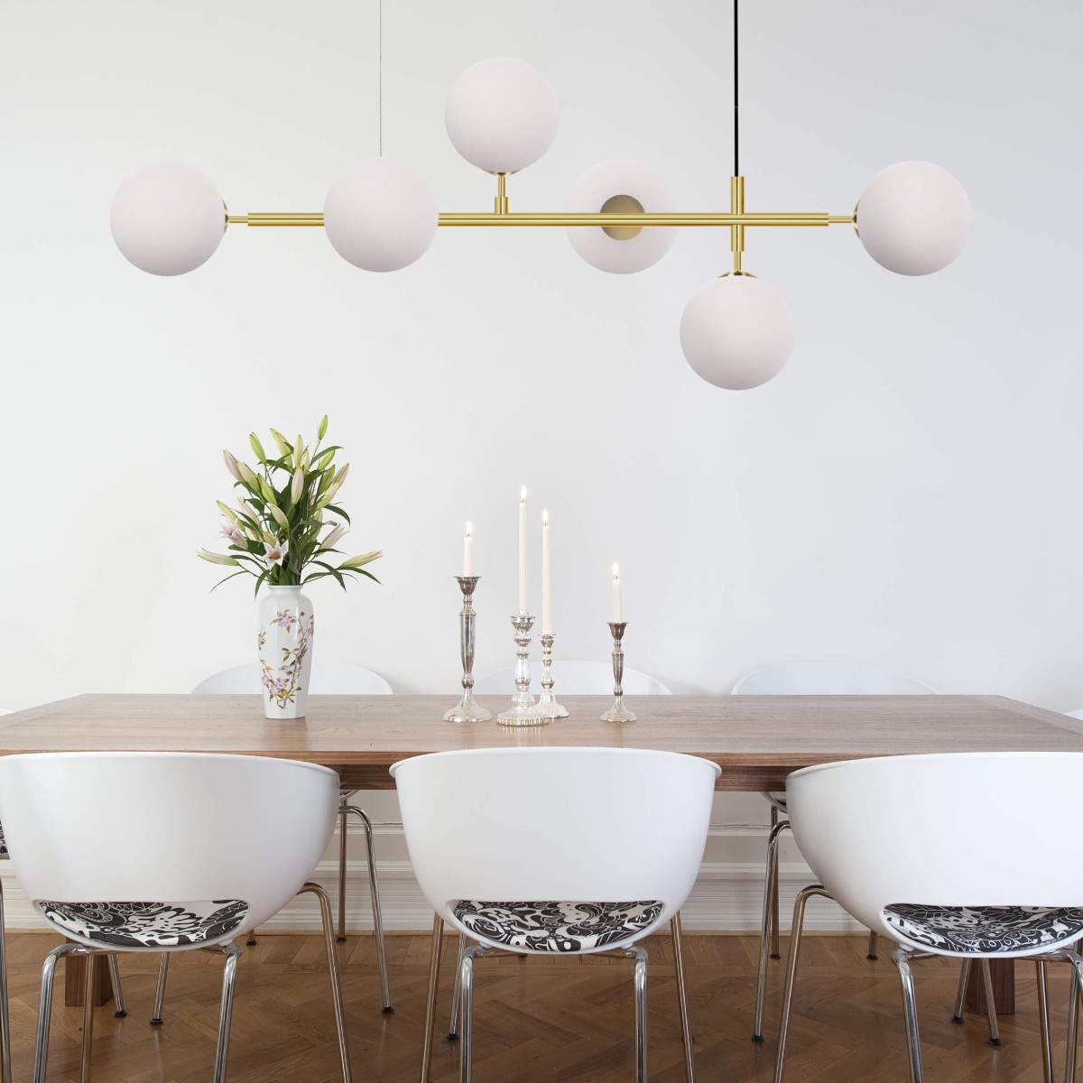 Light Prestige Alisa wisząca złota / białe kulki LP-005/6P WH