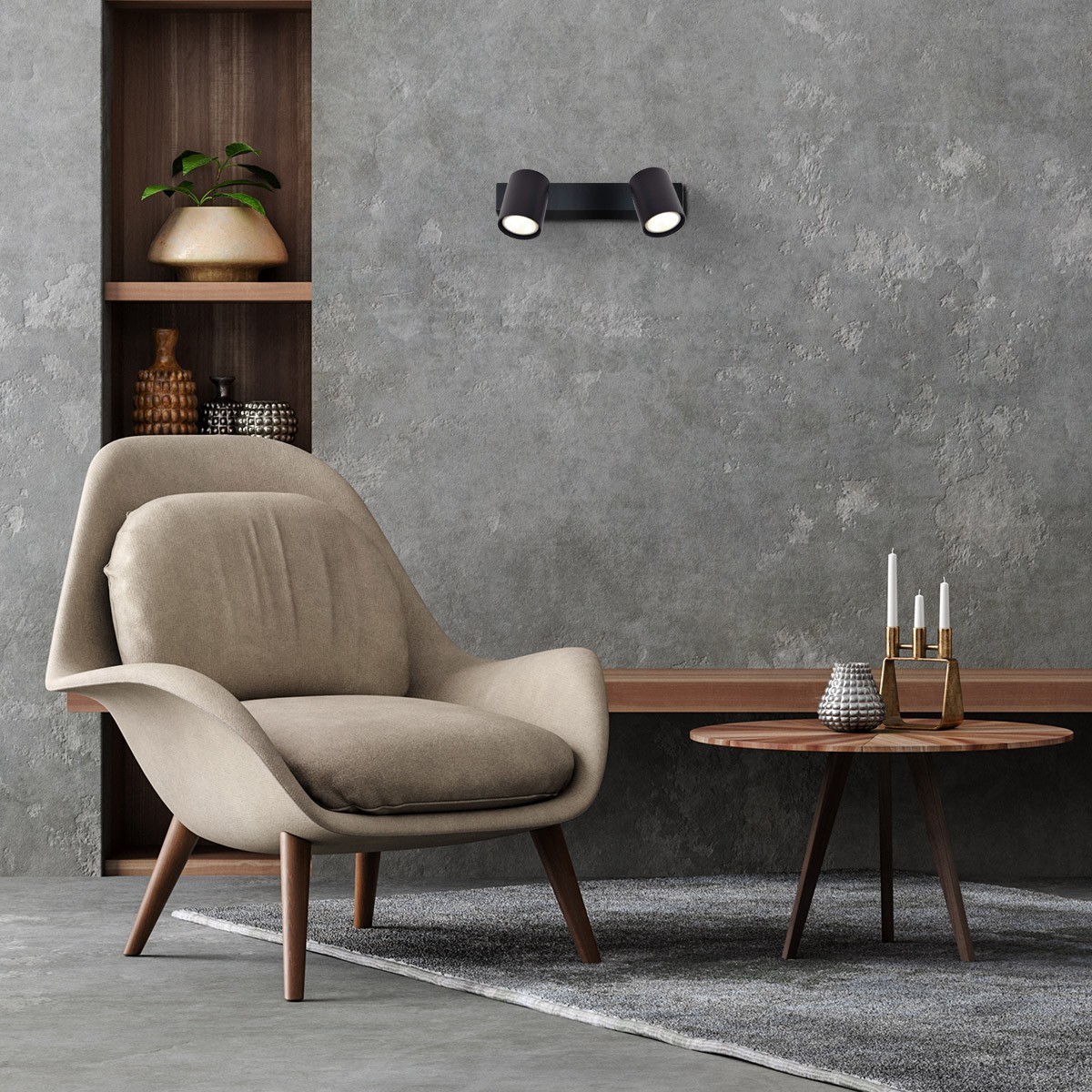 Light Prestige Snow 2 spot czarny LP-731/2W BK