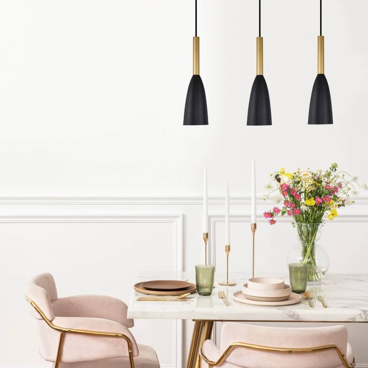 Light Prestige Solin 3 wisząca linia czarny/złoty LP-181/3L BK/GD