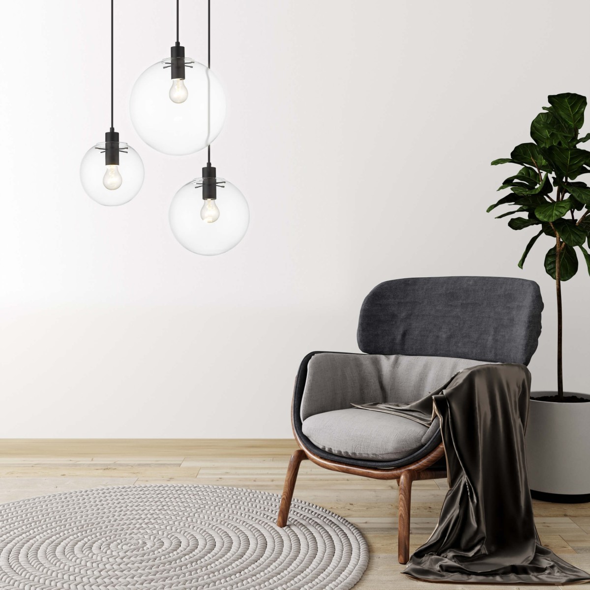 Light Prestige Puerto wisząca duża czarna LP-004/1P L BK