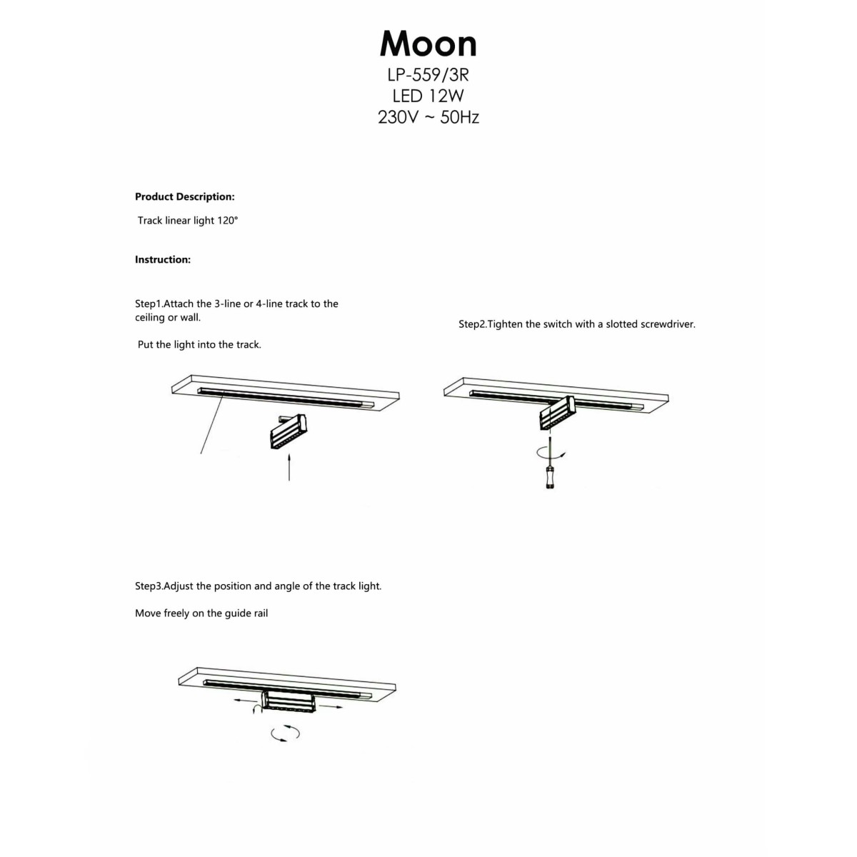 Light Prestige Moon reflektor do szynoprzewodów czarny 1F 3000K LP-559/3 R-1F BK