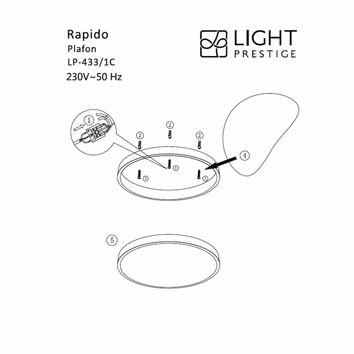 Light Prestige Rapido plafon mały czarny 4000K LP-433/1C S BK