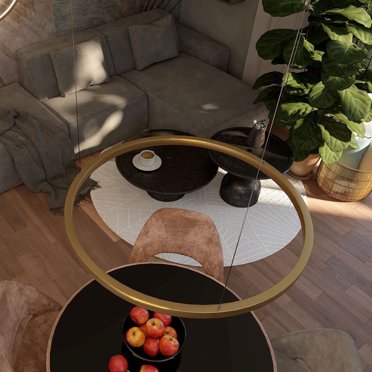 Light Prestige Midway wisząca duża złota LP-033/1P L GD