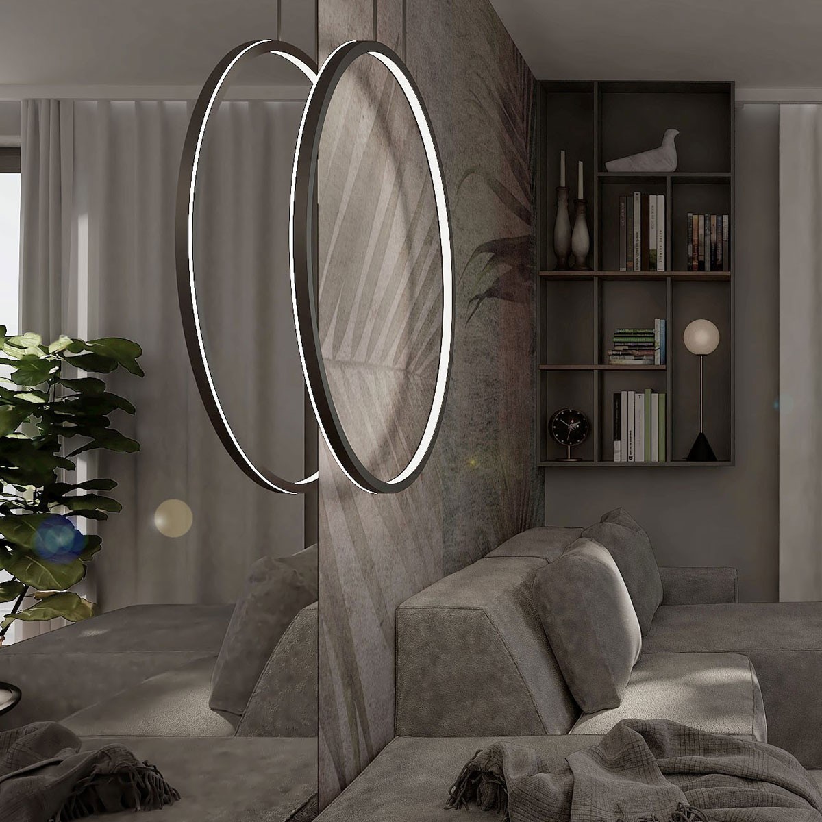Light Prestige Mirror wisząca duża czarna LP-999/1P L BK