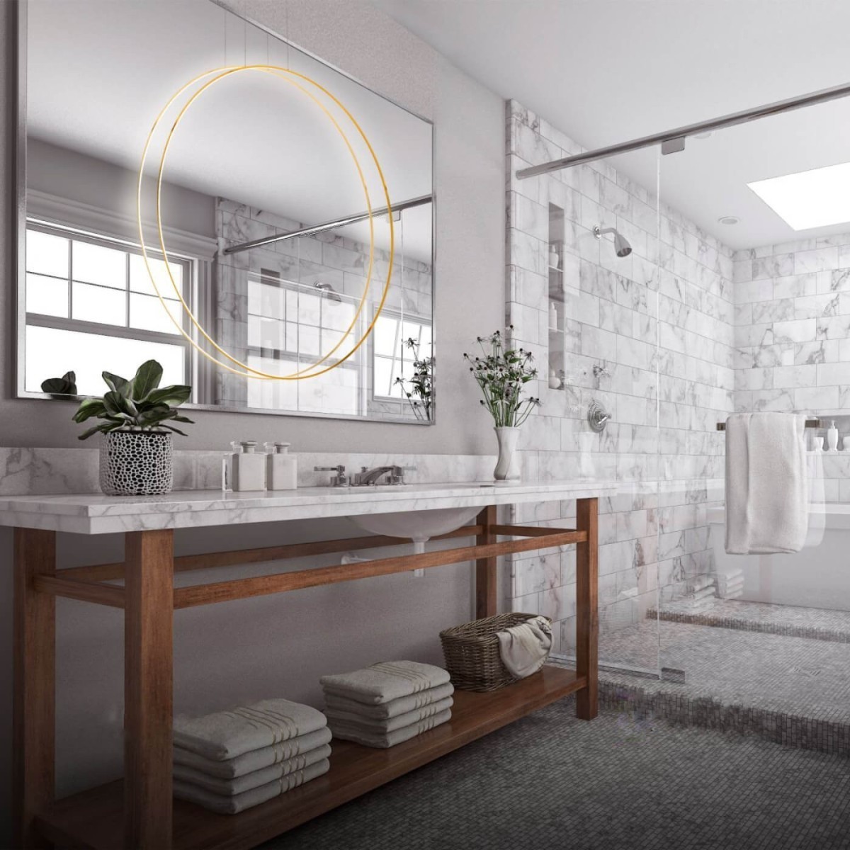 Light Prestige Mirror wisząca duża złota LP-999/1P L GD