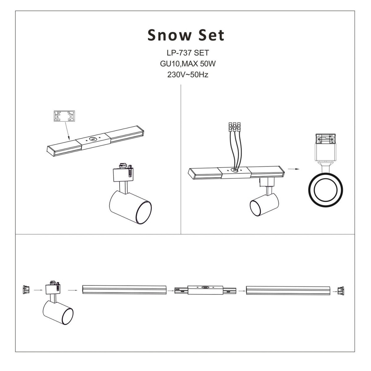 Light Prestige Snow reflektor 3F czarny LP-731/1R 4W BK