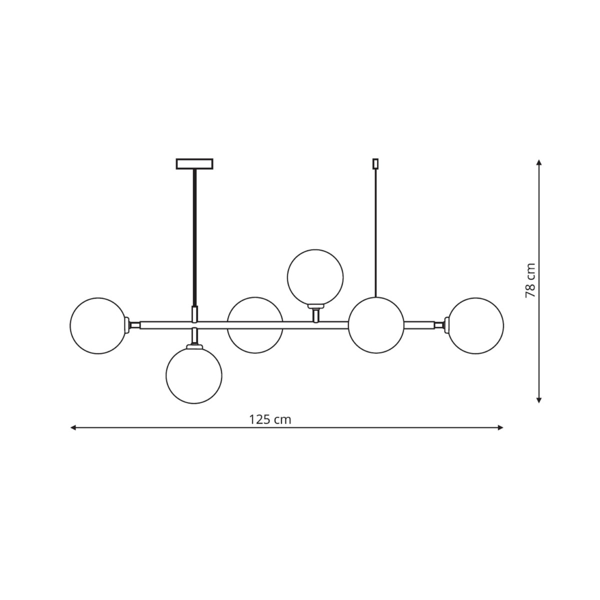 Light Prestige Alisa wisząca czarna / białe kulki LP-005/6P BK/WH