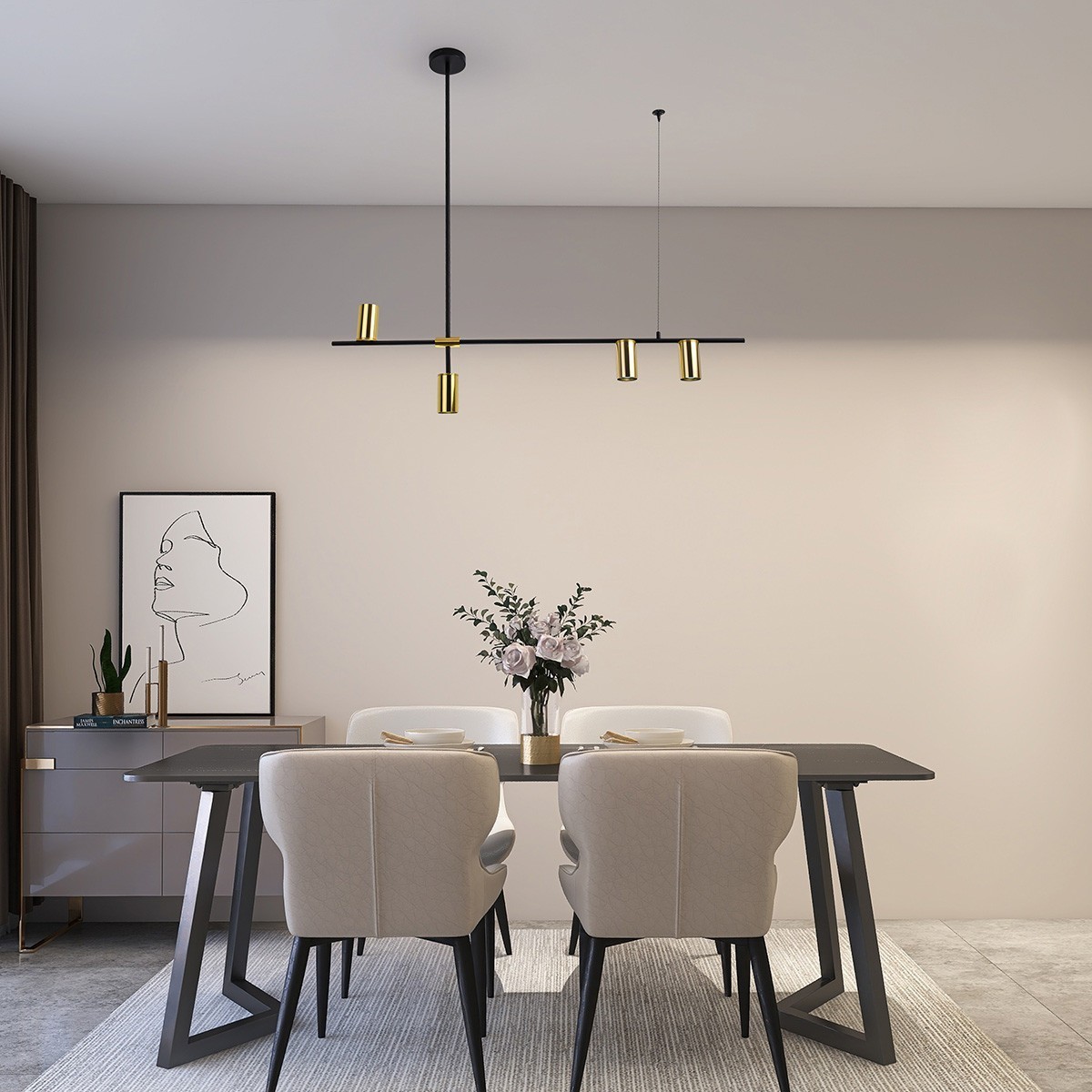 Light Prestige Arizona 4 linia wisząca czarny/złoty LP-074/4PL BK/GD