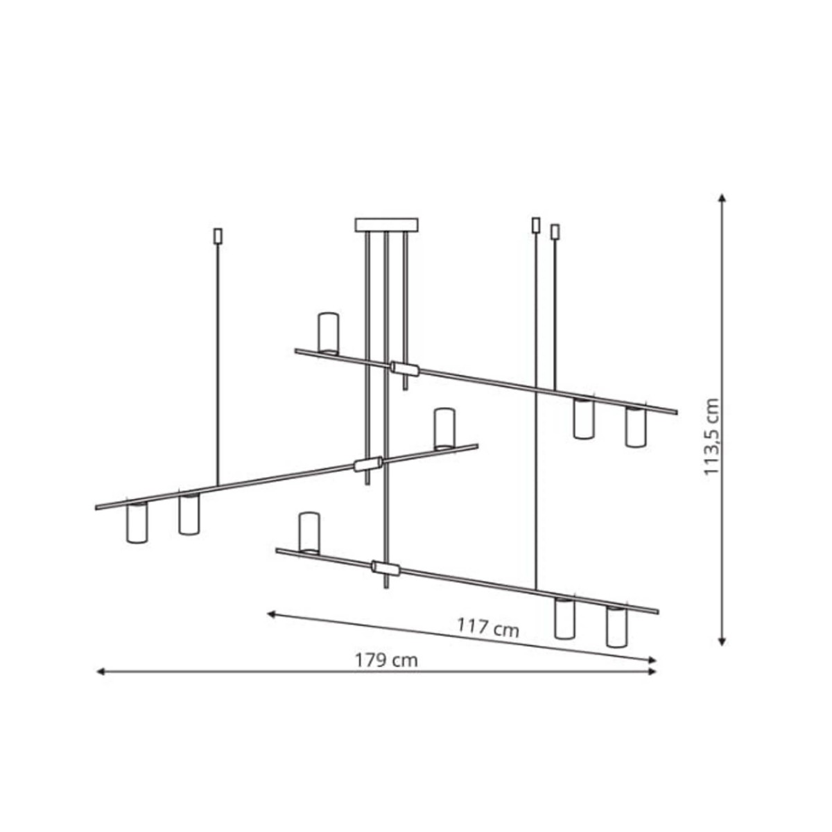 Light Prestige Arizona 9 linia wisząca czarny/złoty LP-074/9PL BK/GD