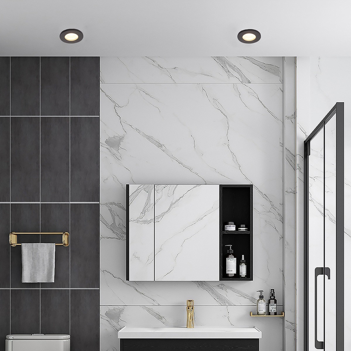 Light Prestige Lagos oczko podtynkowe okrągłe nieruchome czarne IP65 LP-440/1RS BK