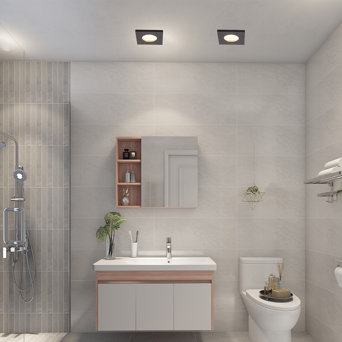 Light Prestige Lagos oczko podtynkowe kwadratowe nieruchome czarne IP65 LP-440/1RS BK square