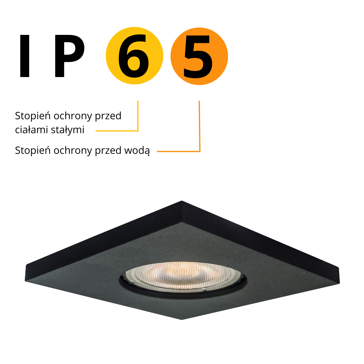Light Prestige Lagos oczko podtynkowe kwadratowe nieruchome czarne IP65 LP-440/1RS BK square