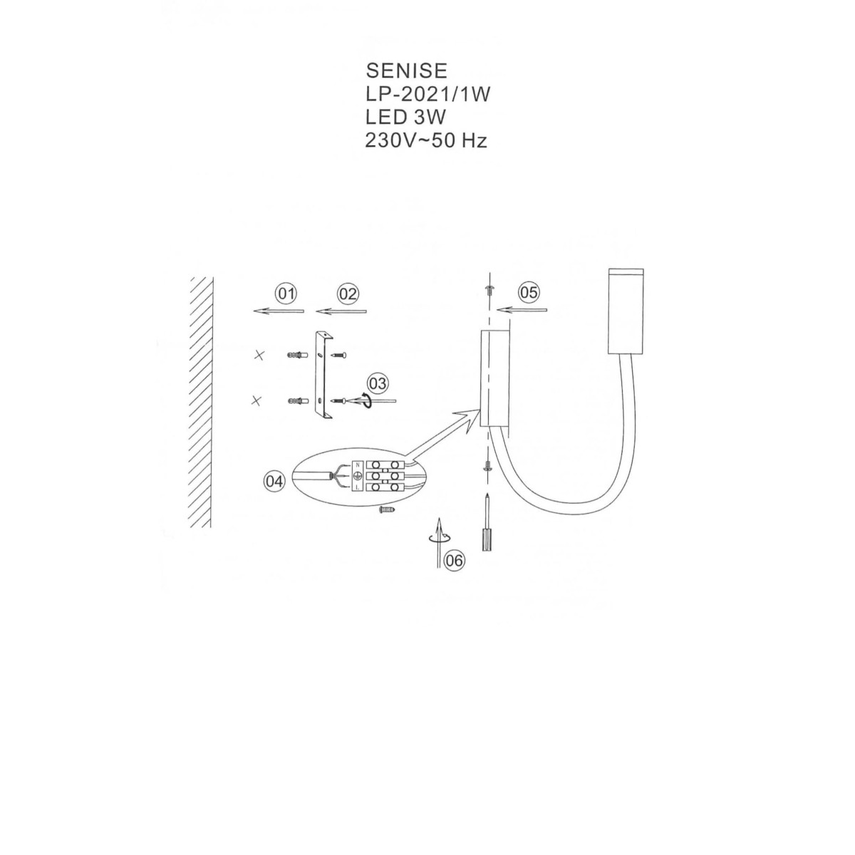 Light Prestige Senise kinkiet czarny LP-2021/1W BK