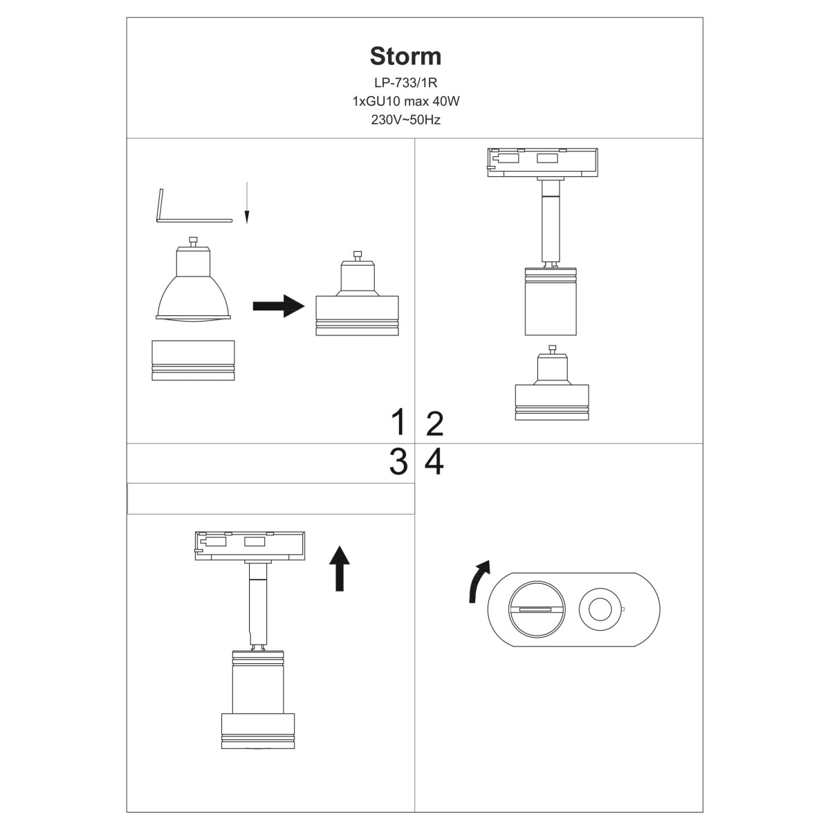 Light Prestige Storm reflektor czarny LP-733/1R BK
