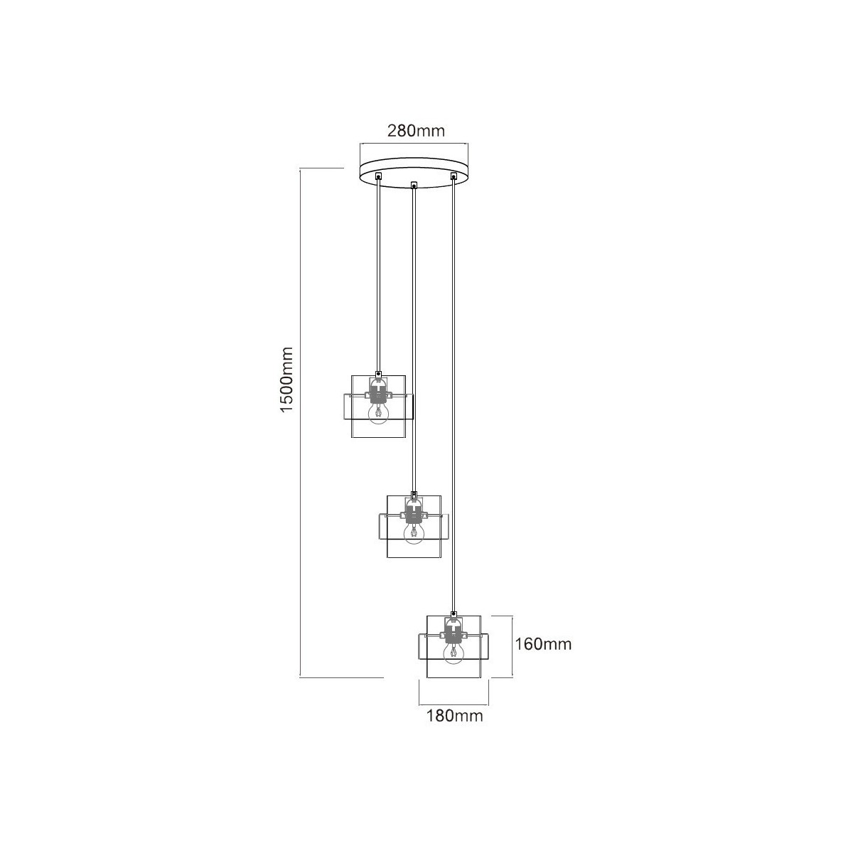 Light Prestige Miele 3 wisząca dymna LP-866/3P SM/GD