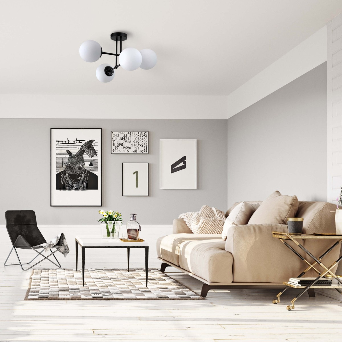 Light Prestige Roma 4 wisząca czarna LP-1345/4P BK