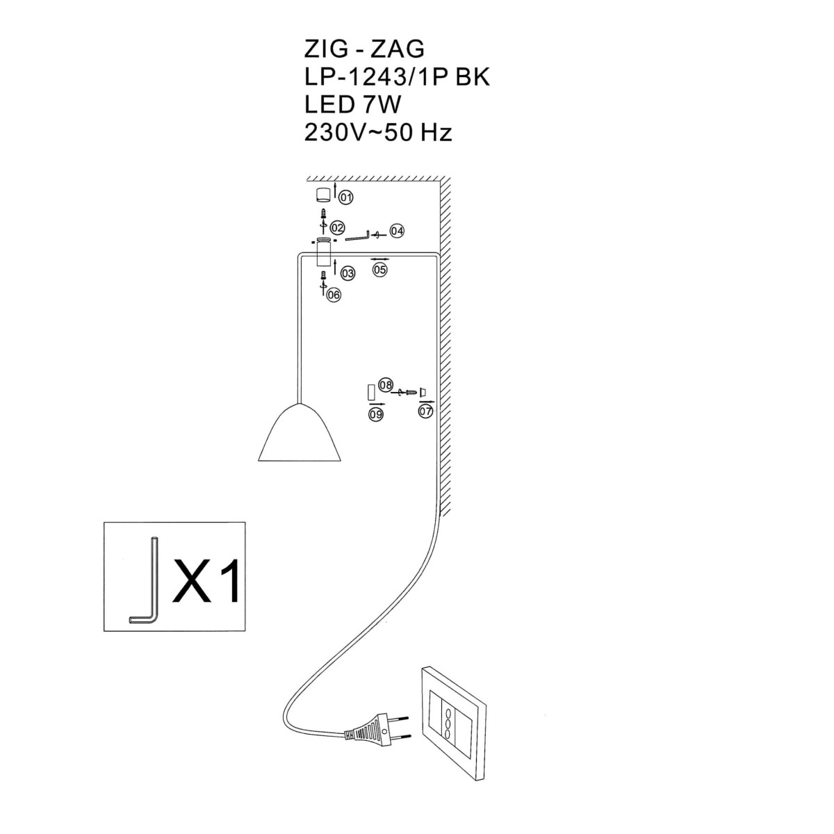 Light Prestige Zig - Zag  czarny LP-1243/1P BK