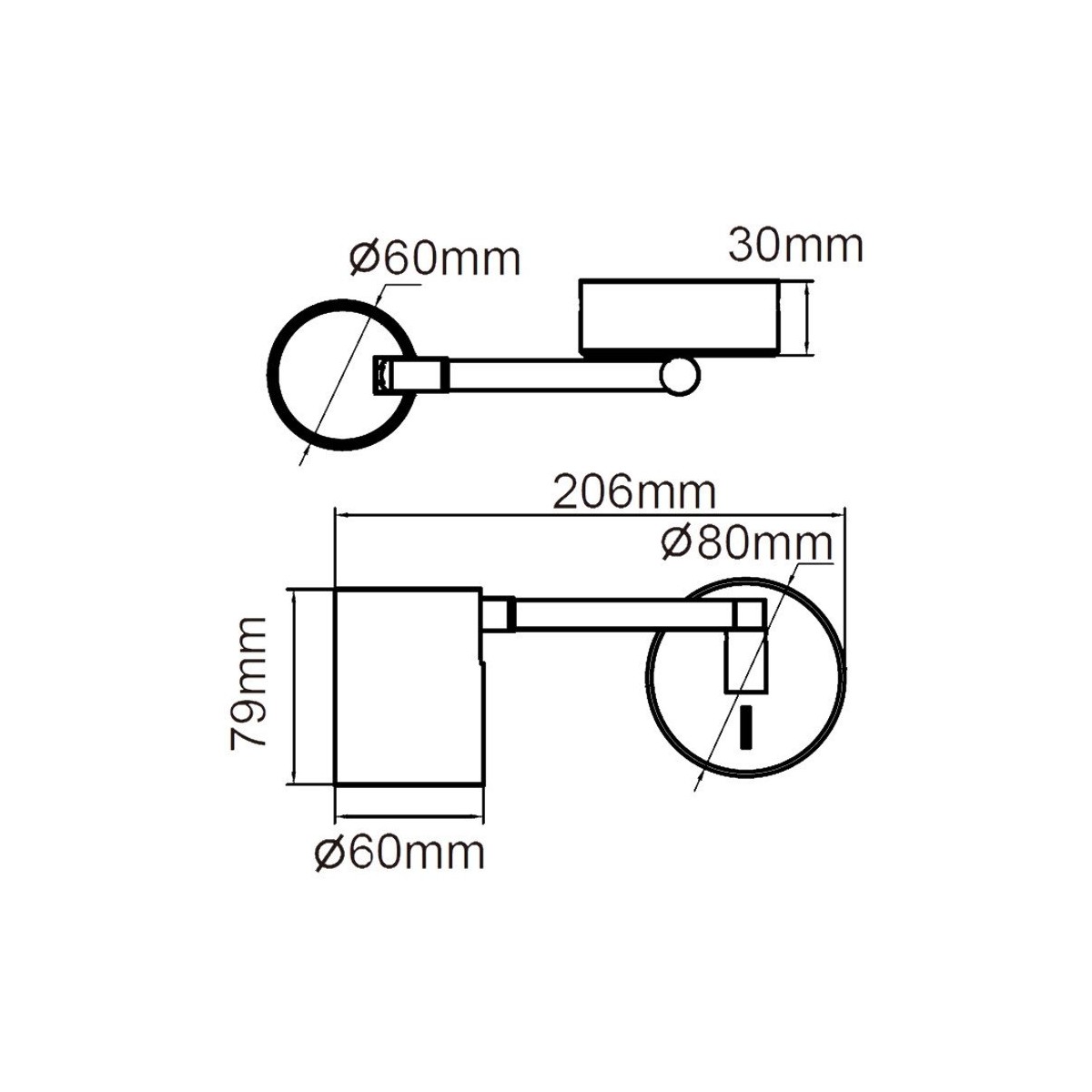 Light Prestige Snow z wysięgnikiem czarny LP-731/1WL BK