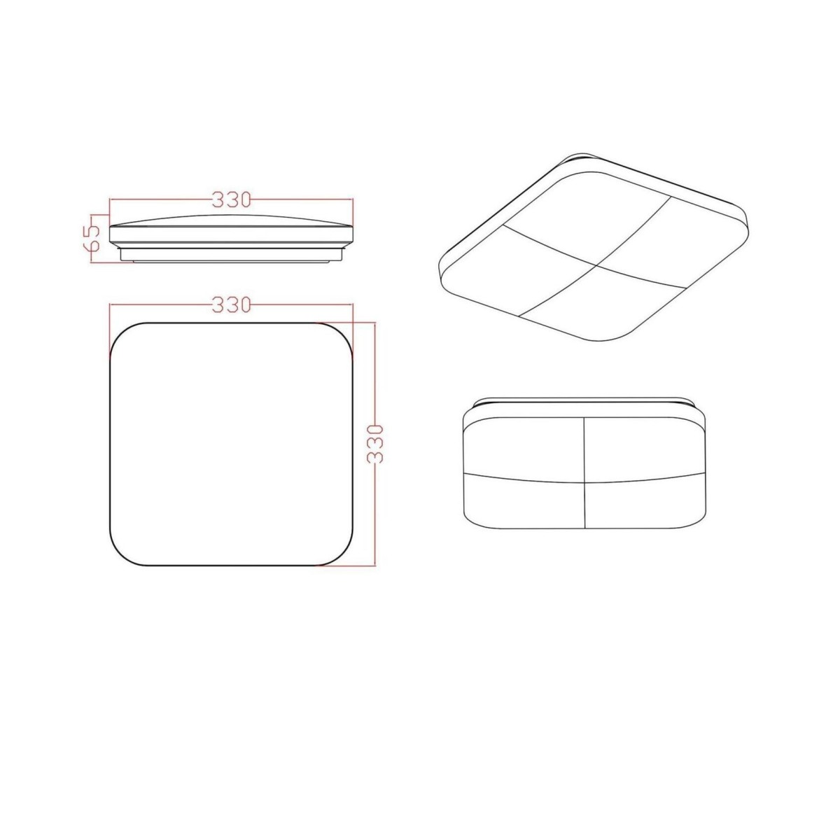 Light Prestige Babilon plafon kwadratowy mały 4000K złoty LP-335/1C S 4GD square