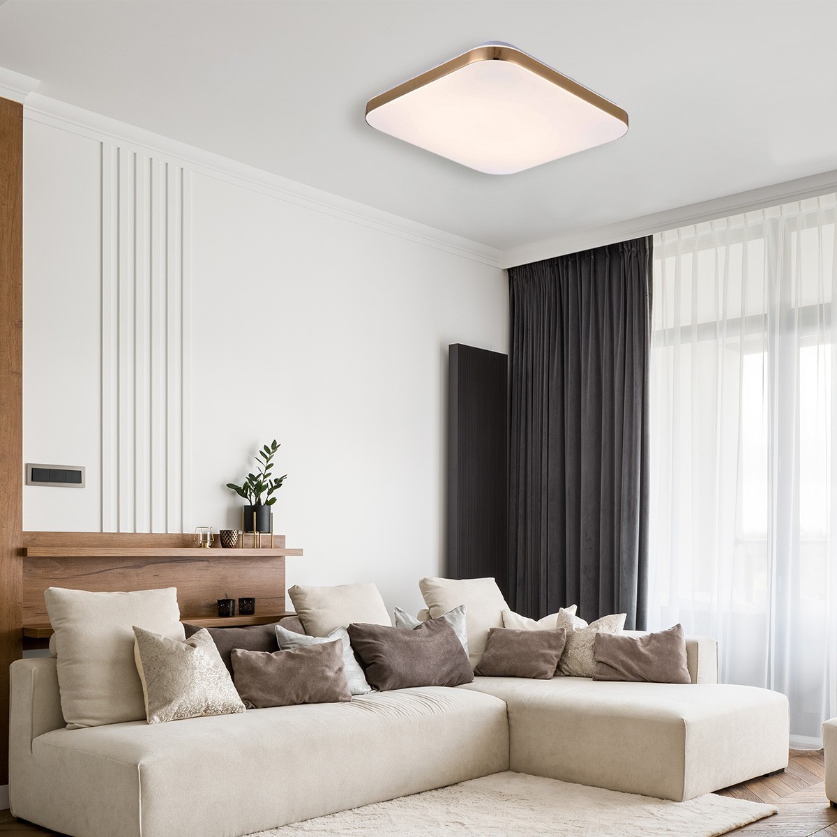 Light Prestige Babilon plafon kwadratowy średni 4000K złoty LP-335/1C M 4GD square