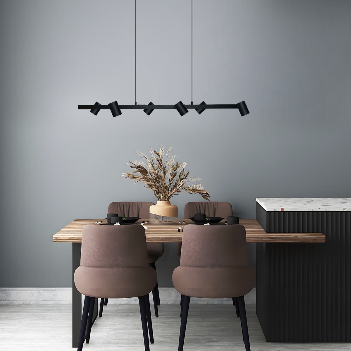 Light Prestige Snow 6 linia wisząca czarna LP-731/6L BK