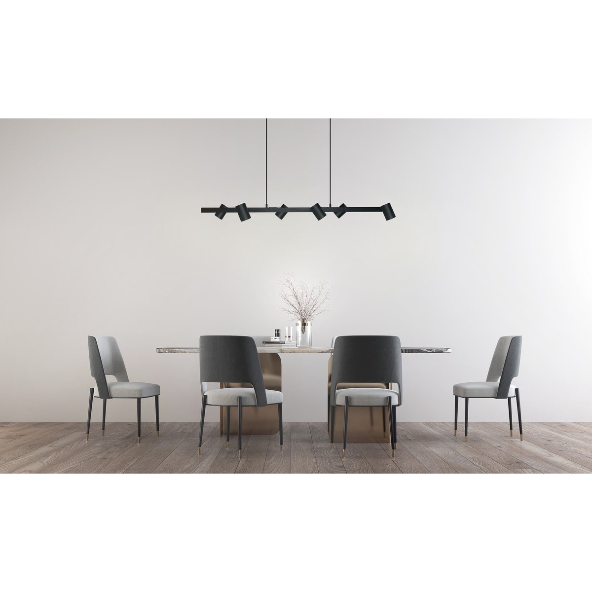 Light Prestige Snow 6 linia wisząca czarna LP-731/6L BK