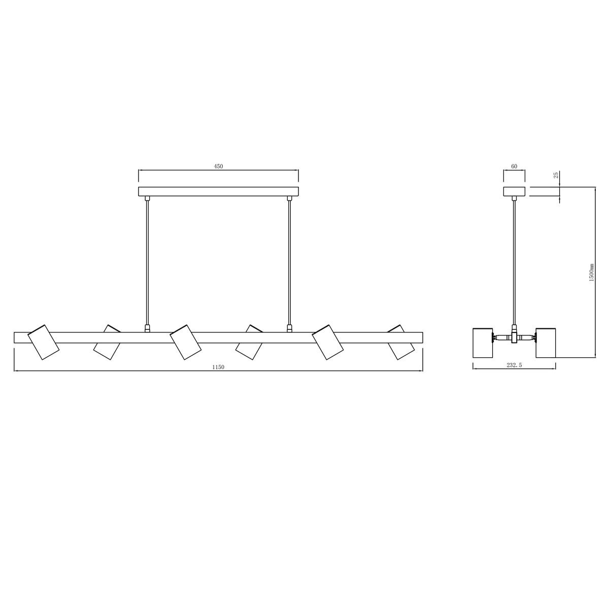 Light Prestige Snow 6 linia wisząca czarna LP-731/6L BK