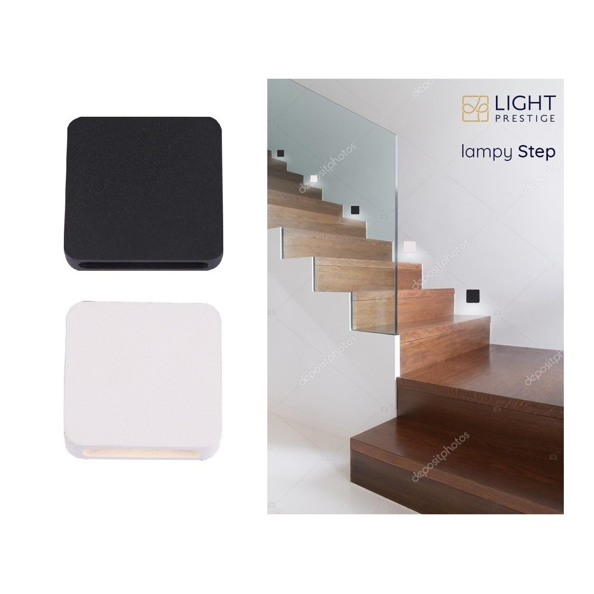 Light Prestige Step czarna oprawa schodowa LP-0458 BK