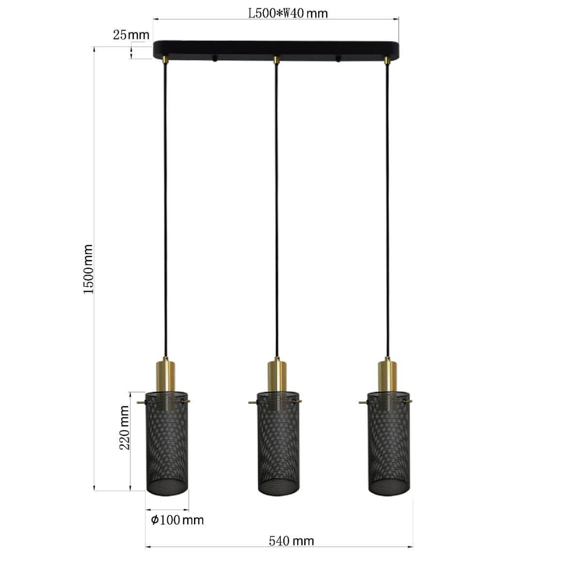 Light Prestige Tirana 3 wisząca linia czarna LP-945/3L BK