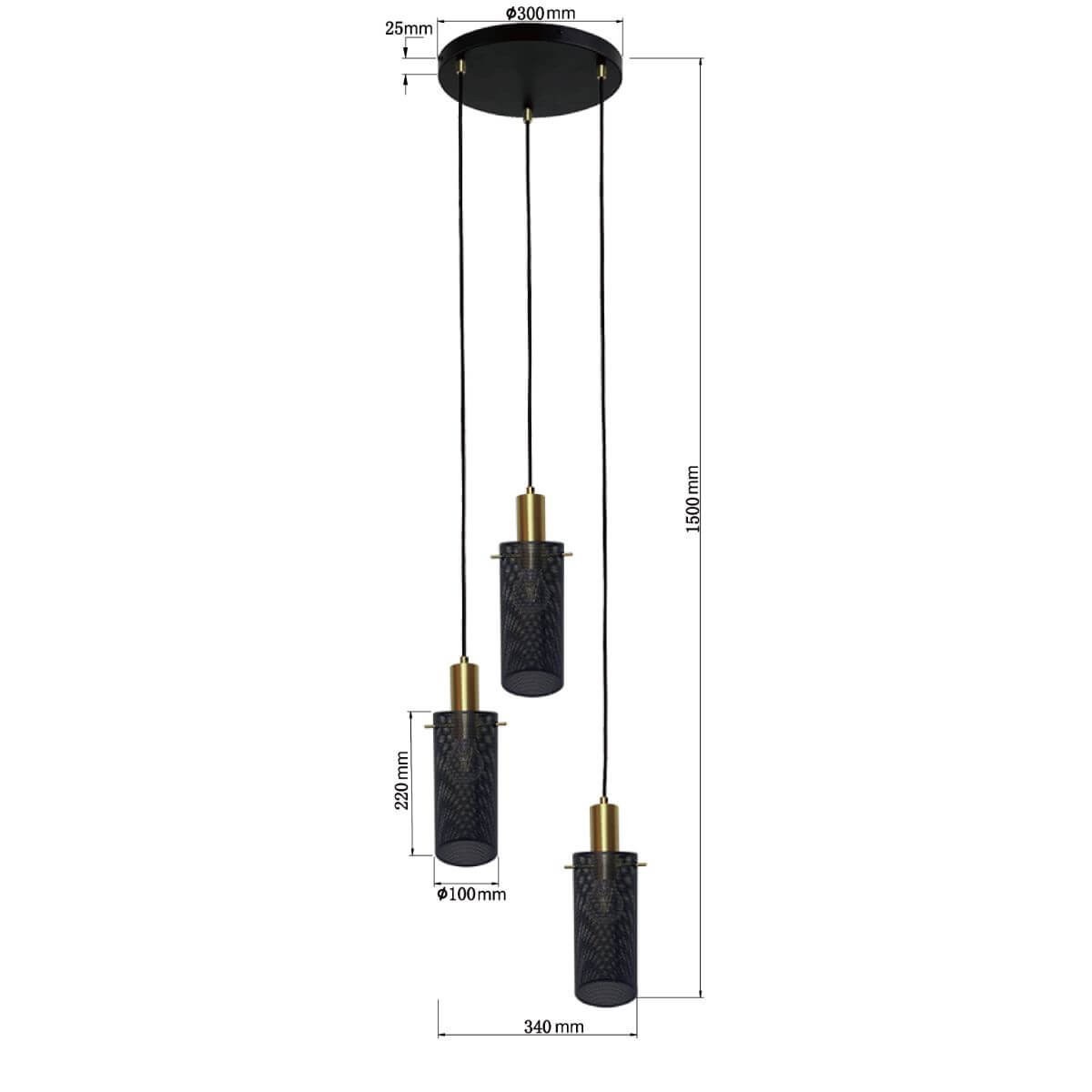 Light Prestige Tirana 3 wisząca talerz czarna LP-945/3P BK