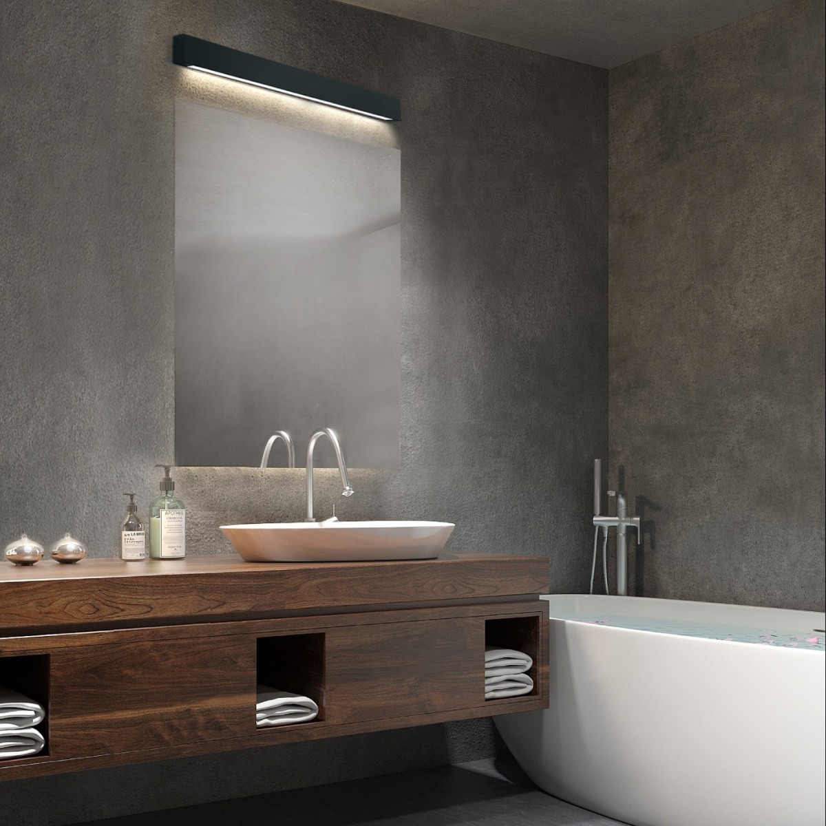 Light Prestige Ibros kinkiet czarny duży z IP44 CCT GS-LWA-12W BK CCT